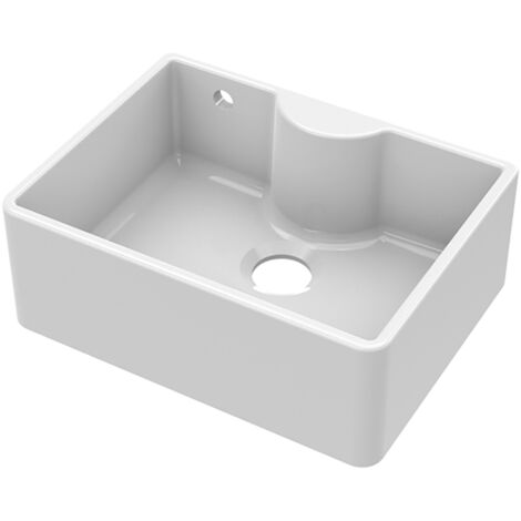 Nuie Butler Fireclay Kitchen Sink with TL and Overflow 1.0 Bowl 595mm L x 450mm W - White (1/2)