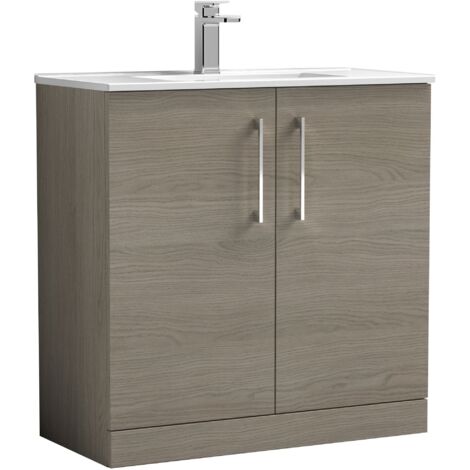 Nuie Arno Solace Oak Woodgrain 800mm 2 Door Vanity Unit and Minimalist Ceramic Basin - ARN2505B (1/5)