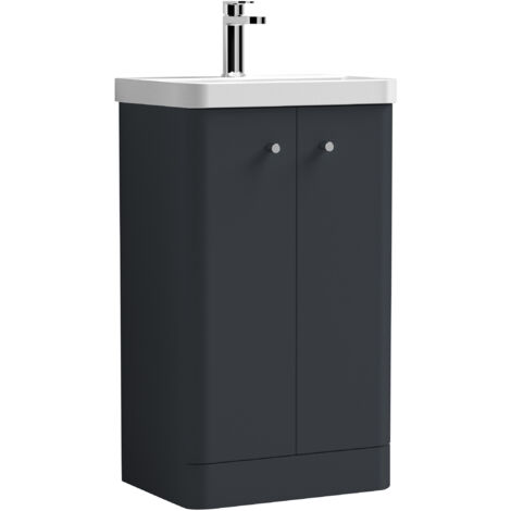 Nuie Core Floor Standing 2-Door Vanity Unit with Thin Edge Basin 500mm Wide - Satin Anthracite (1/6)