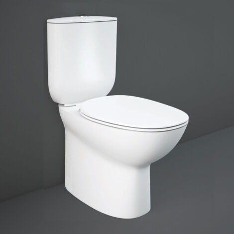 RAK Morning Rimless Back to Wall Close Coupled Toilet with Push Button Cistern - Soft Close Seat (1/3)
