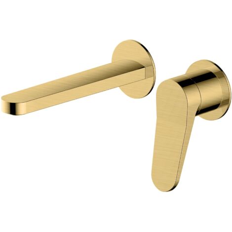RAK Petit Round Brushed Gold Wall Mounted Basin Mixer Tap - RAKPER3007G (1/2)