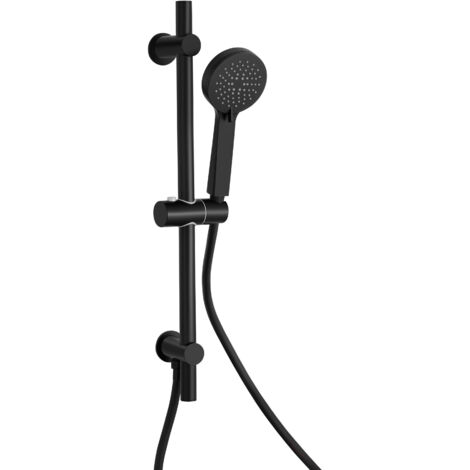 Signature Round Shower Slide Rail Kit with Three Function Handset - Matt Black (1/2)