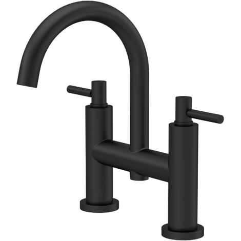 Hudson Reed Tec Lever Bath Filler Tap Pillar Mounted - Matt Black (1/2)