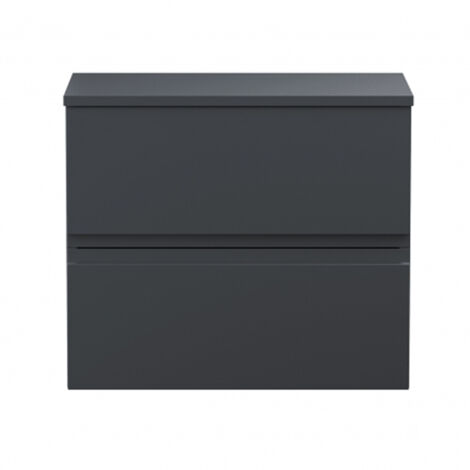 Hudson Reed Urban Wall Hung 2-Drawer Vanity Unit with Worktop 600mm Wide - Satin Anthracite (1/3)