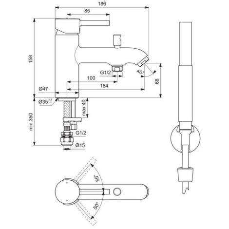 Ideal Standard Ceraline Bath Shower Mixer Tap - Chrome