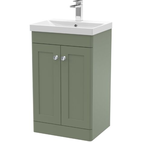 Nuie Classique Satin Green 500mm 2 Door Vanity Unit and 50mm Profile Basin - CLC823E