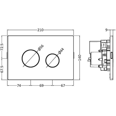 Nuie Pneumatic Dual Flush Plate - Chrome
