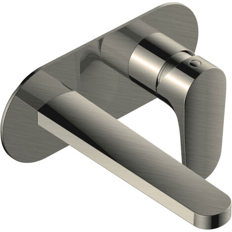 RAK Portofino Wall Mounted Basin Mixer Tap with Back Plate - Brushed Nickel (1/2)