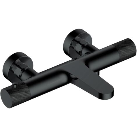 RAK Amalfi Matt Black Wall Mounted Exposed Bath Shower Mixer Tap - RAKAMA3009B (1/2)
