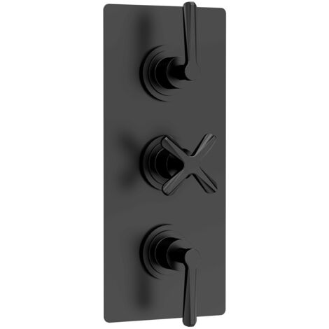 Nuie Aztec Matt Black Triple Concealed Thermostatic Shower Valve with Diverter - CLL4023 (1/2)