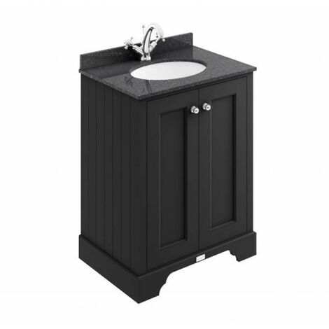 Bayswater Matt Black 2-Door Vanity Unit 600mm Wide (Excluding Basin) (1/2)