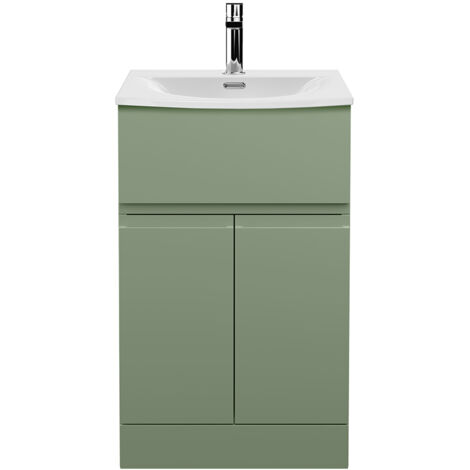 Hudson Reed Urban Floor Standing Vanity Unit with Basin 4 Satin Green - 500mm Wide