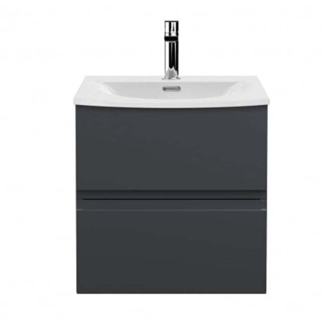 Hudson Reed Urban Wall Hung 2-Drawer Vanity Unit with Basin 4 Satin Anthracite - 500mm Wide (1/5)