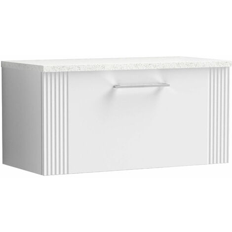 Nuie Deco Wall Hung Drawer Vanity Unit With Sparkling White Worktop Mm Wide Satin White