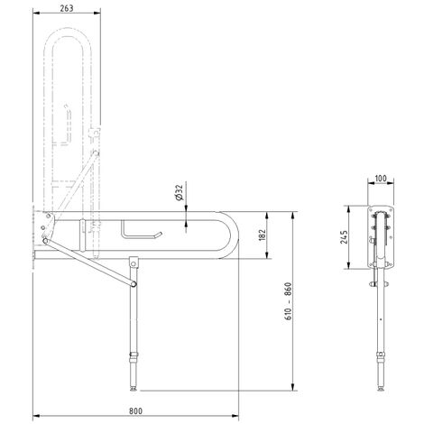 Nymas NymaPRO Lift and Lock Hinged Grab Rail with Toilet Roll Holder ...