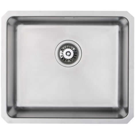Prima+ R25 1.0 Bowl Undermount Large Kitchen Sink with Waste Kit 530mm L x 450mm W - Stainless Steel (1/2)
