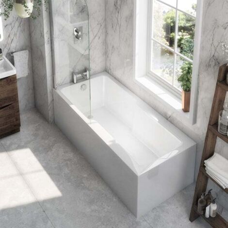 Nuie Straight Eternalite Acrylic Shower Bath 1700mm x 750mm (inc Leg Set)