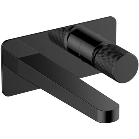 RAK Amalfi Matt Black Wall Mounted Basin Mixer Tap with Back Plate - RAKAMA3007B (1/2)