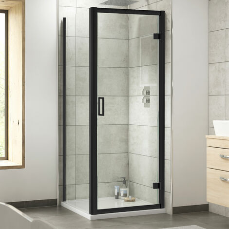 Nuie Rene Black Hinged Door Square Shower Enclosure 800mm x 800mm - 6mm Glass (1/5)