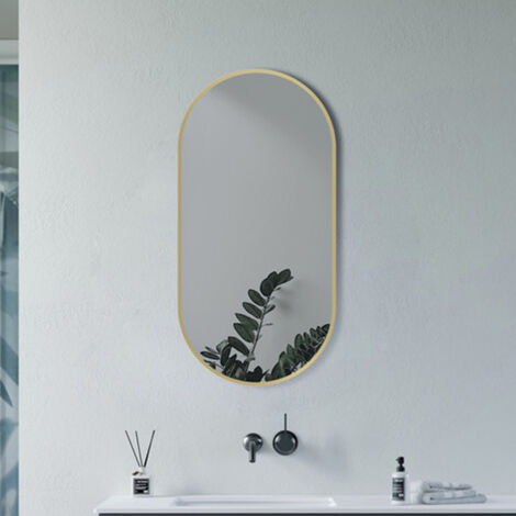 Signature Olivia Oblong Bathroom Mirror 800mm H x 400mm W - Brushed Brass