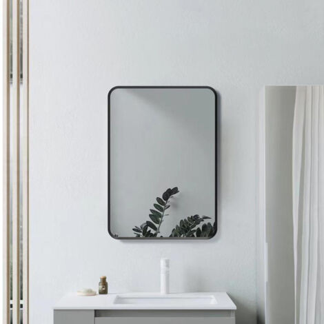 Signature Olivia Rectangular Bathroom Mirror 800mm H x 600mm W - Matt Black (1/4)