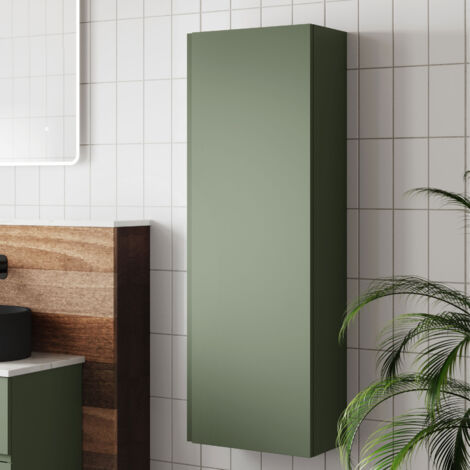 Hudson Reed Urban Wall Hung Tall Storage Unit 400mm Wide - Satin Green (1/4)