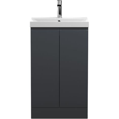 Hudson Reed Urban Floor Standing 2-Door Vanity Unit with Basin-3 500mm Wide - Satin Anthracite (1/5)