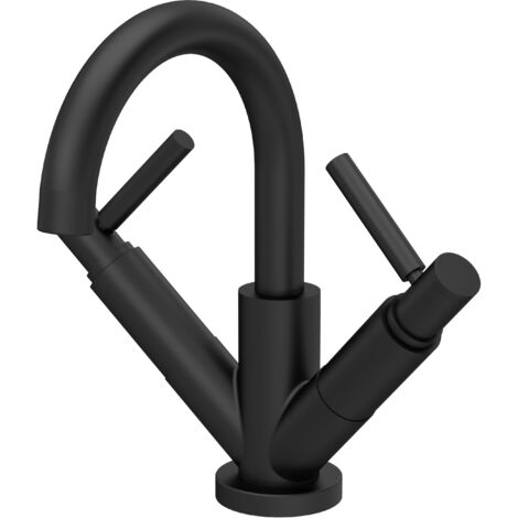 Hudson Reed Tec Lever Mono Basin Mixer Tap Dual Handle with Waste - Matt Black (1/3)