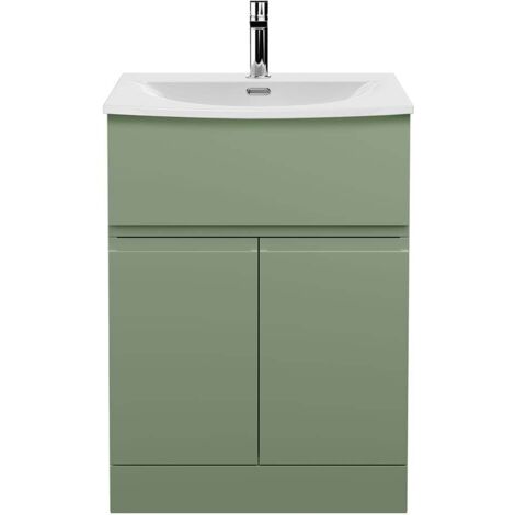 Hudson Reed Urban Floor Standing Vanity Unit with Basin 4 Satin Green - 600mm Wide (1/5)