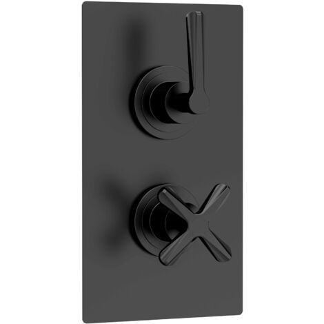 Nuie Aztec Matt Black Twin Concealed Thermostatic Shower Valve - CLL4210