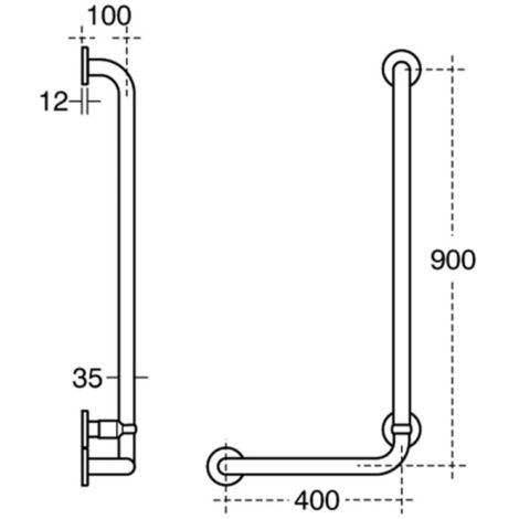 Armitage Shanks Contour Angled Shower Grab Rail Mm Length Rh White