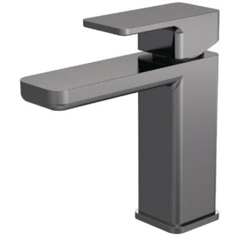 Nuie Windon Brushed Pewter Mono Basin Mixer Tap with Push Button Waste - WIN705