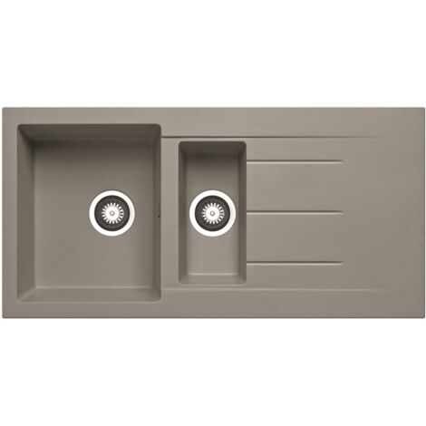 Prima+ Granite Composite 1.5 Bowl Inset Kitchen Sink with Waste Kit 1000mm L x 500mm W - Light Grey