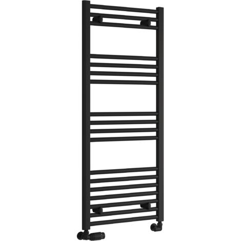 Reina Capo Straight Heated Towel Rail 1200mm H x 500mm W - Black