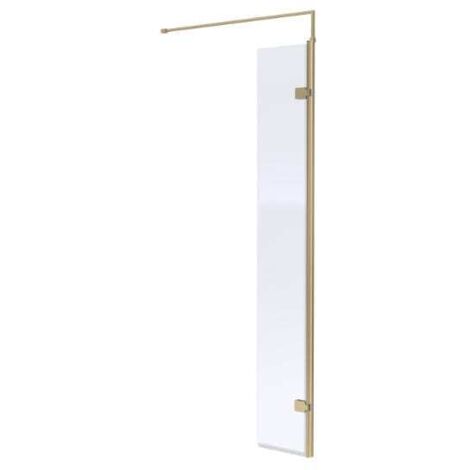 Nuie 300mm x 1850mm Wetroom Swing Screen with Brushed Brass Fittings - WRSCBB030H