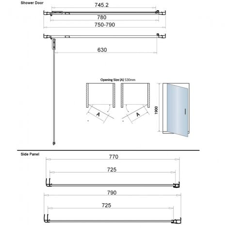 Orbit A8 Hinged Door Rectangular Shower Enclosure 800mm x 800mm - 8mm Glass