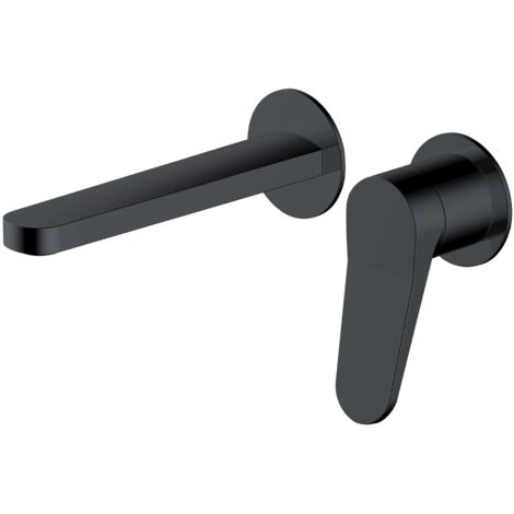 RAK Petit Round Matt Black Wall Mounted Basin Mixer Tap - RAKPER3007B (1/2)