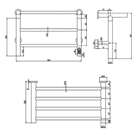 Reina Maira Designer Electric Heated Towel Rail 350mm H x 500mm W