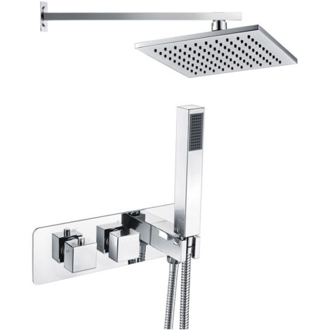 Signature Ritual Thermostatic Dual Concealed Mixer Shower with Shower Kit + ABS Fixed Shower Head - Chrome (1/3)
