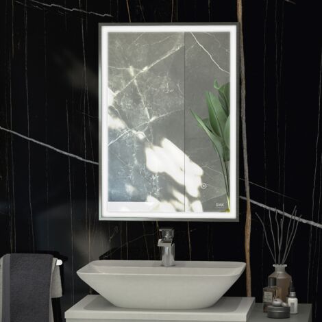 RAK Picture Brushed Nickel 500mm x 700mm Square Illuminated LED Mirror - RAKPICSQBN5001 (1/2)