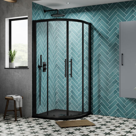 Hudson Reed Apex Black Quadrant Shower Enclosure 900mm x 900mm - 8mm Glass (1/4)