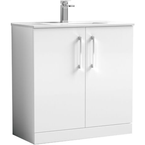 Nuie Arno Floor Standing 2-Door Vanity Unit with Basin-2 800mm Wide - Gloss White (1/7)