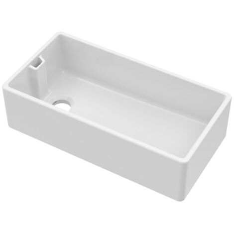 Nuie Belfast Fireclay Kitchen Sink 1.0 Bowl 895mm L x 460mm W - White (1/2)