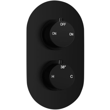 Signature Thermostatic Round 2 Outlet Concealed Shower Valve Dual Handle - Black (1/2)