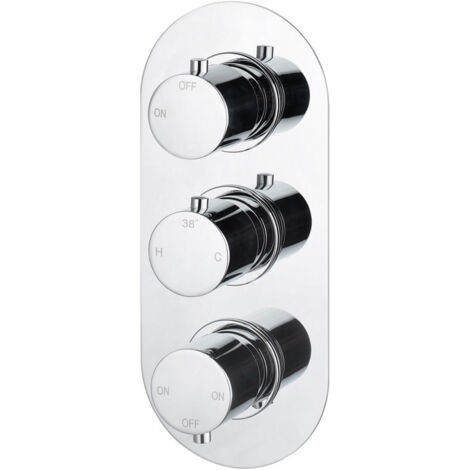 Signature Reform Thermostatic 3 Outlet Concealed Shower Valve Triple Handle - Chrome (1/2)