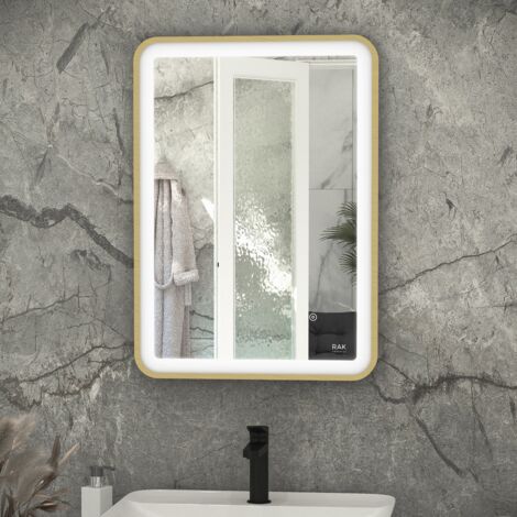RAK Picture Brushed Gold 500mm x 700mm Soft LED Mirror - RAKPICSFBG5001 (1/2)