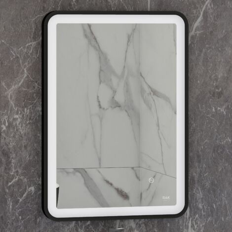 RAK Art Matt Black 600mm x 800mm Soft Illuminated LED Mirror - RAKARTSFMB5002 (1/2)