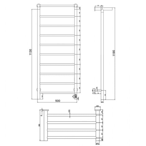 Reina Maira Designer Electric Heated Towel Rail 1190mm H x 500mm W - Black
