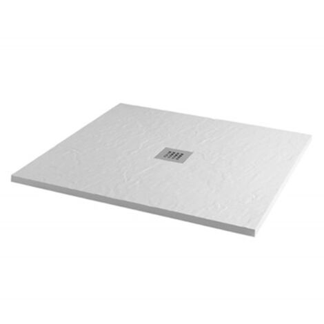 MX Minerals Ice White Slate Effect Square Shower Tray 1000mm x 1000mm (1/3)