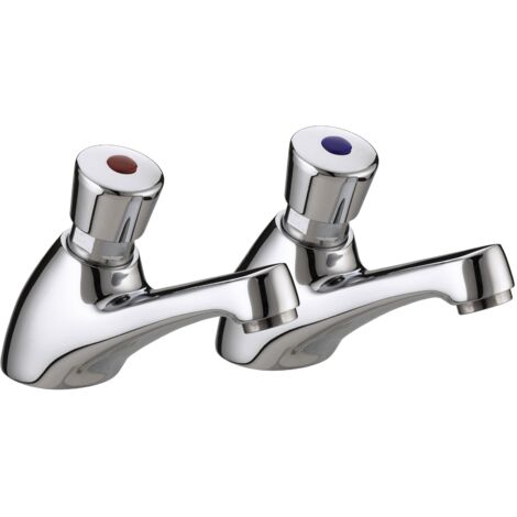 Bristan Value Timed Flow Basin Taps Pair - Chrome (1/5)